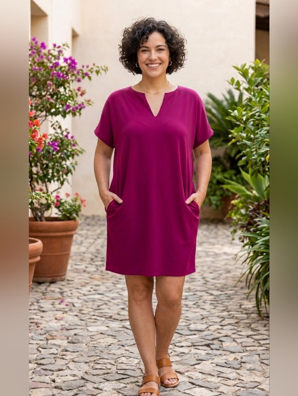 Ralph Lauren Women’s Short Sleeve Pocketed Dress in Fuchsia
